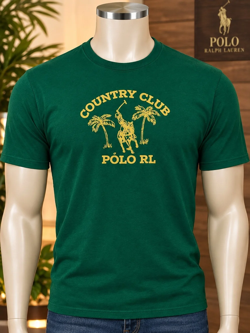 Polo by Ralph Lauren Green Tee with Yellow Country Club Graphic